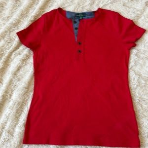 LAUREN JEANS RALPH LAUREN True Red Short Sleeve Henley T-Shirt Size XS